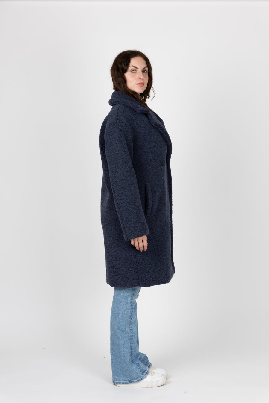 Mid-Length Shearling-Effect Coat