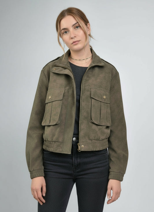 Waterproof Suede-Effect Short Jacket