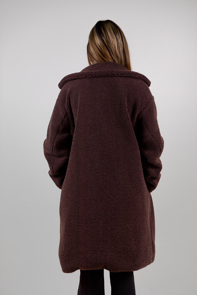 Mid-Length Shearling-Effect Coat