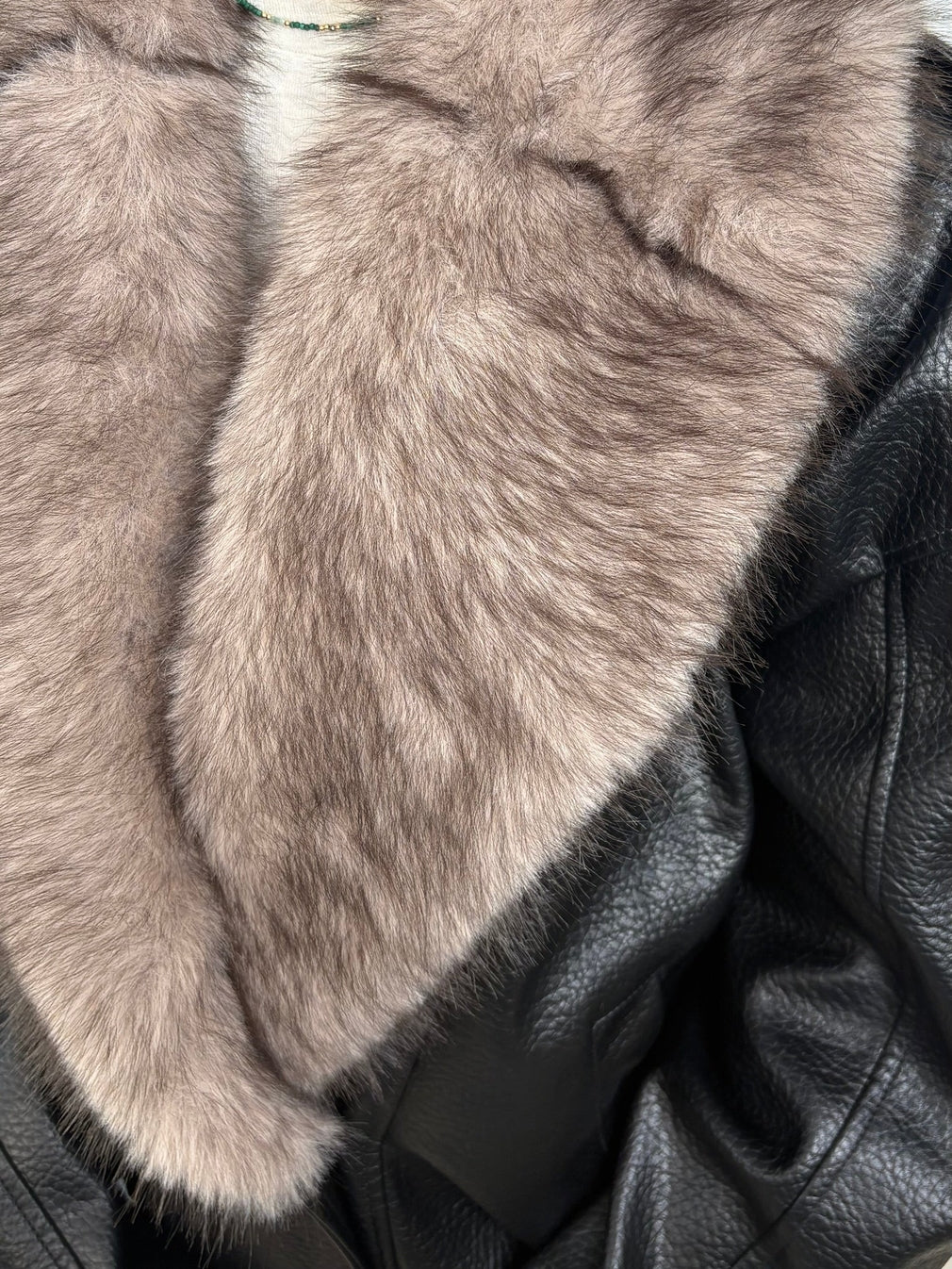 Faux Leather Jacket with Faux Fur Collar