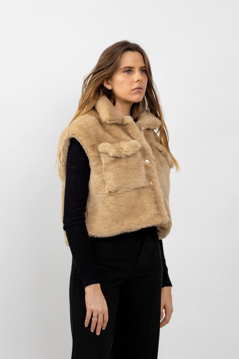 Teddy Shearling Faux Fur Sleeveless Vest
