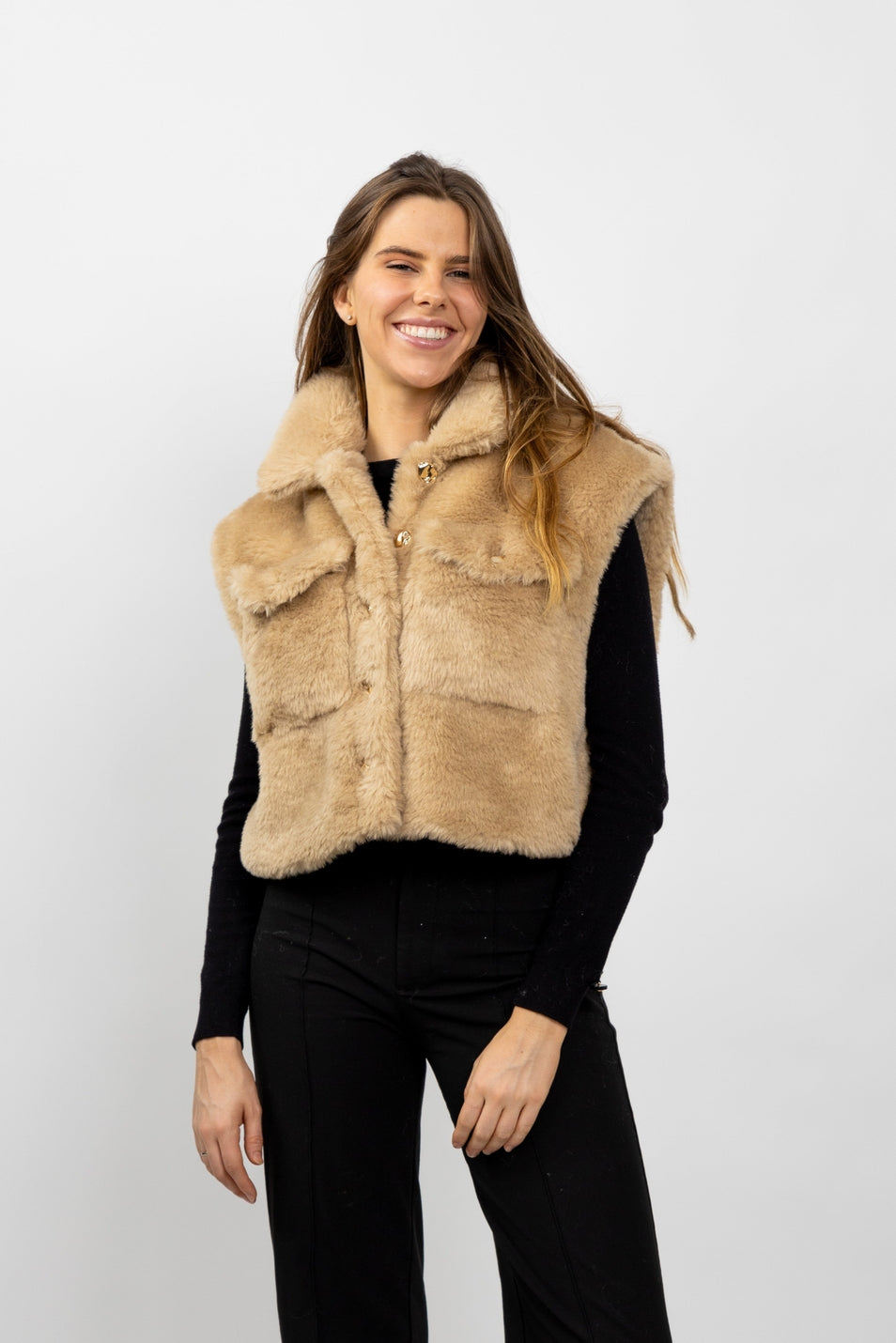 Teddy Shearling Faux Fur Sleeveless Vest