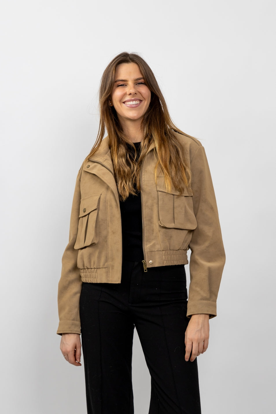 Waterproof Suede-Effect Short Jacket