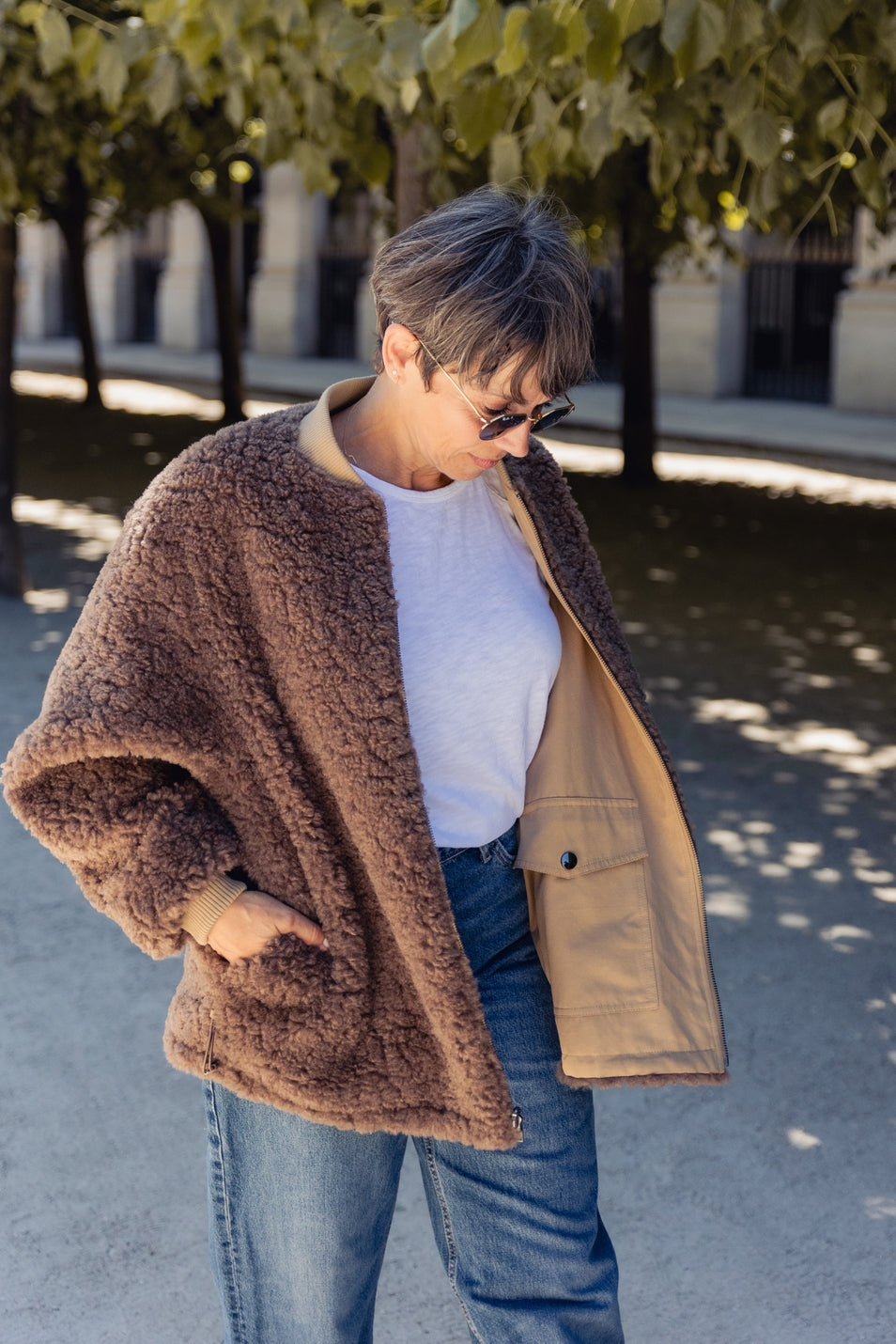 Reversible Bomber Jacket with Faux Shearling