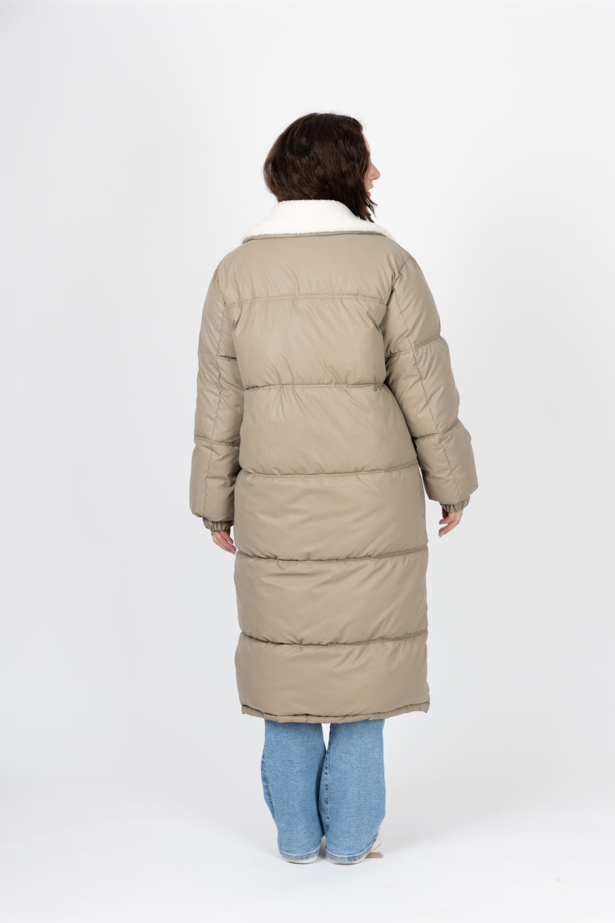 Quilted Jacket with Shearling Effect Collar