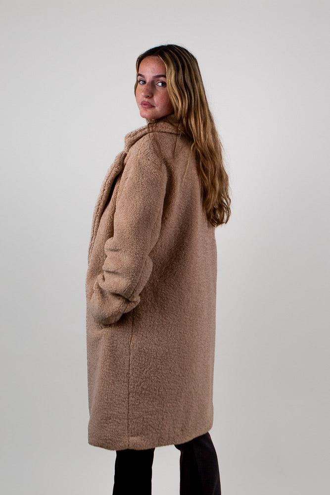 Mid-Length Shearling-Effect Coat