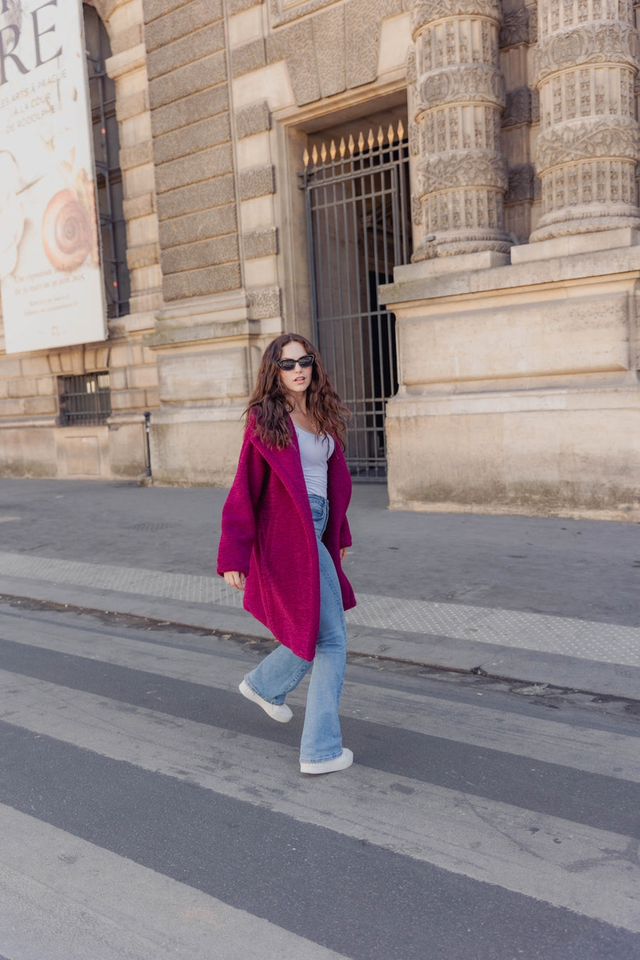 Mid-Length Shearling-Effect Coat