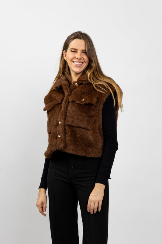 Teddy Shearling Faux Fur Sleeveless Vest