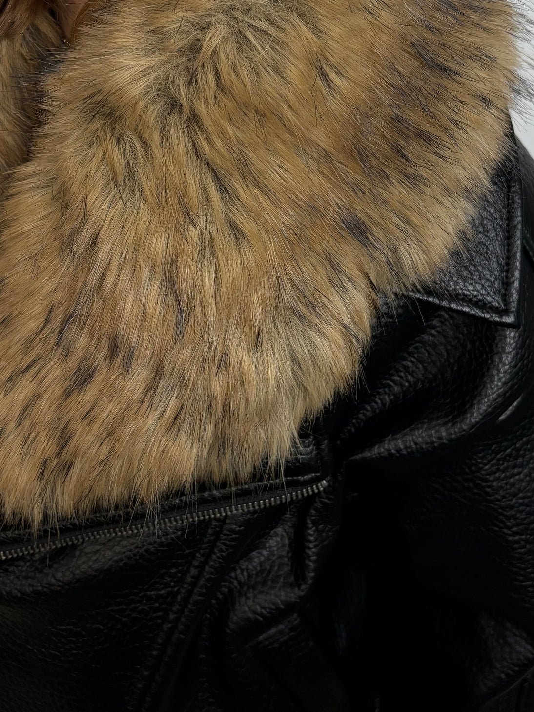 Faux Leather Jacket with Faux Fur