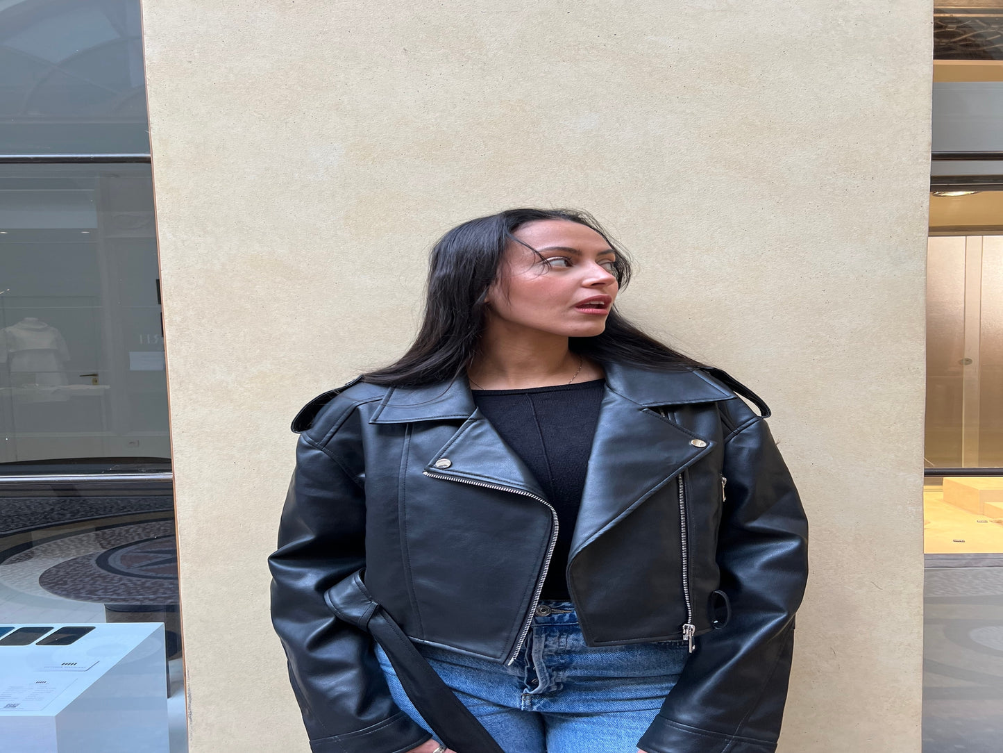 Short Faux Leather Jacket