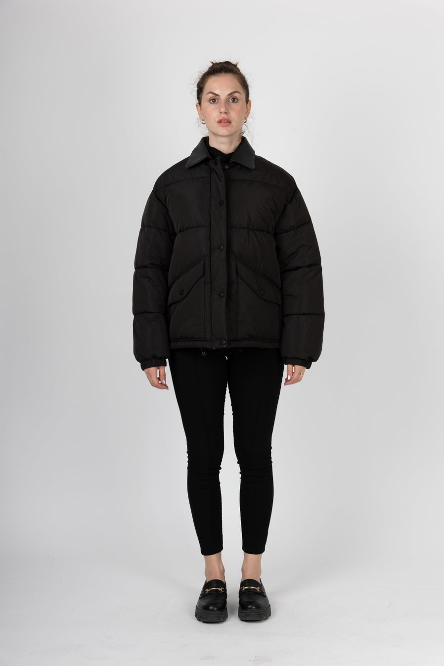 Puffer Jacket with Contrast Collar