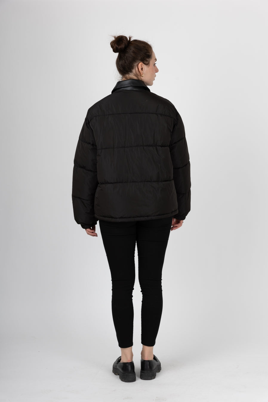 Puffer Jacket with Contrast Collar