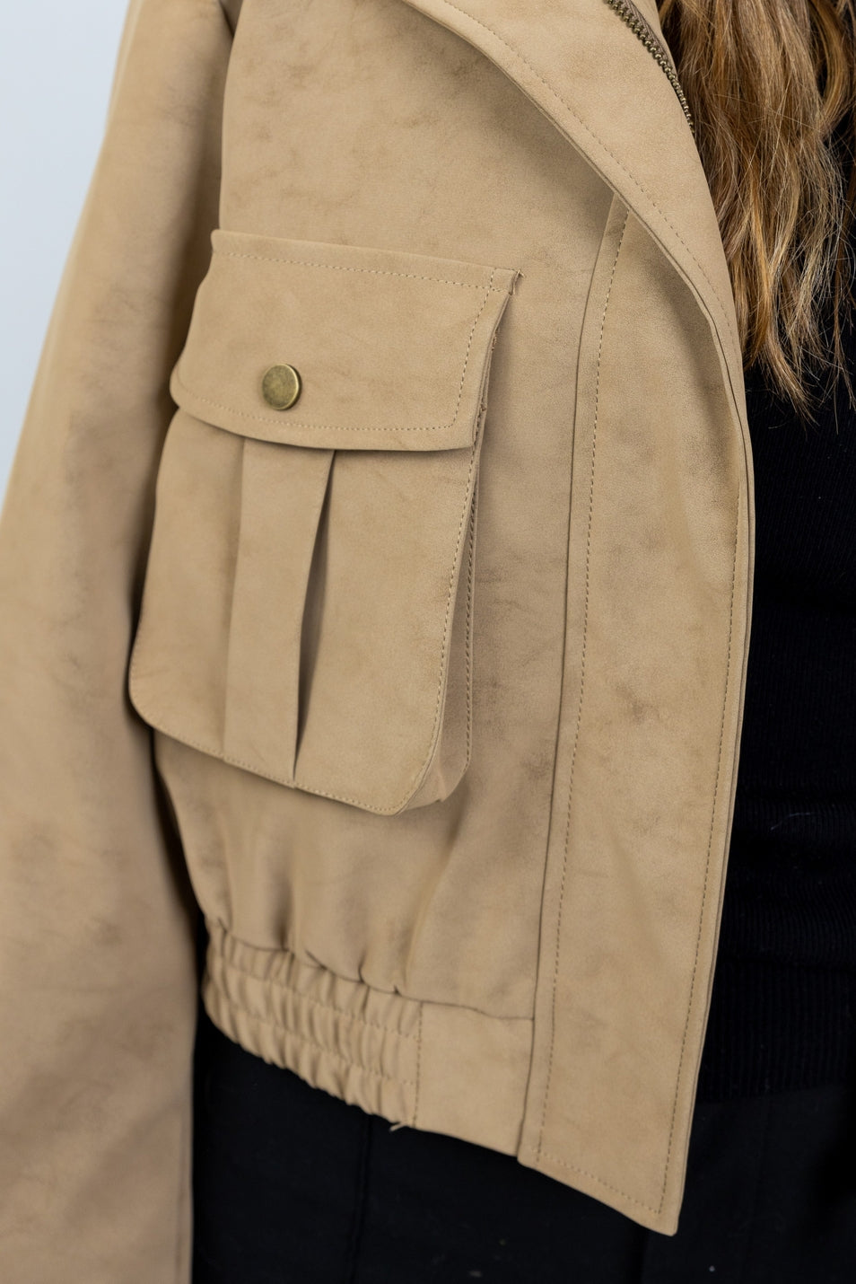Waterproof Suede-Effect Short Jacket