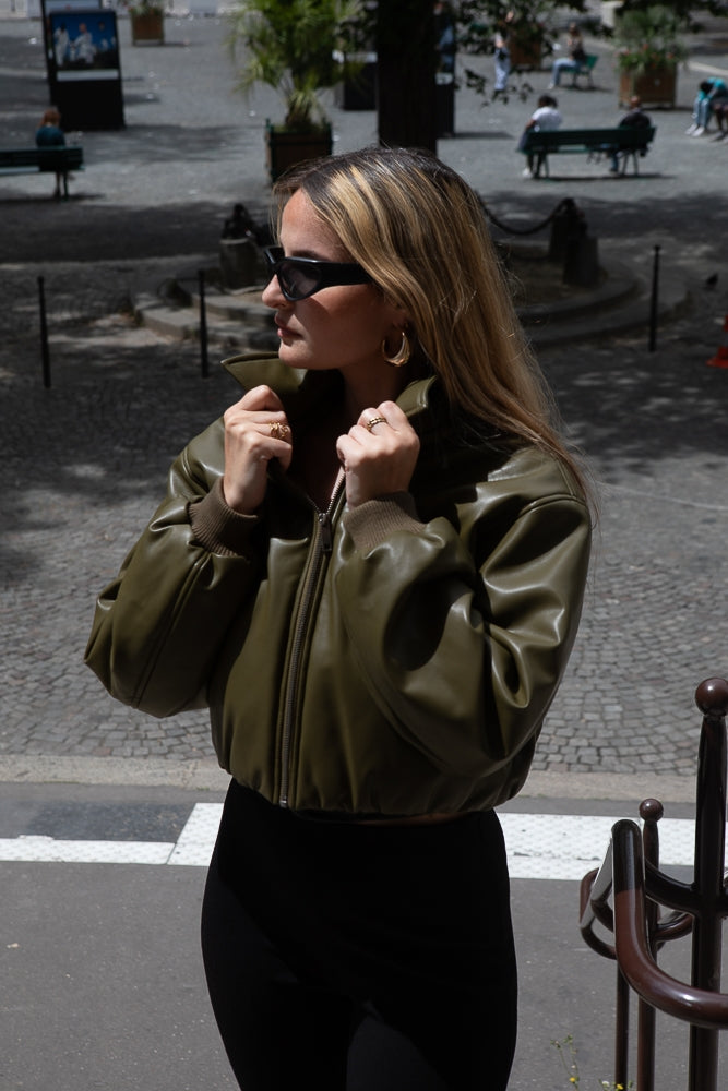 Faux Leather Bomber