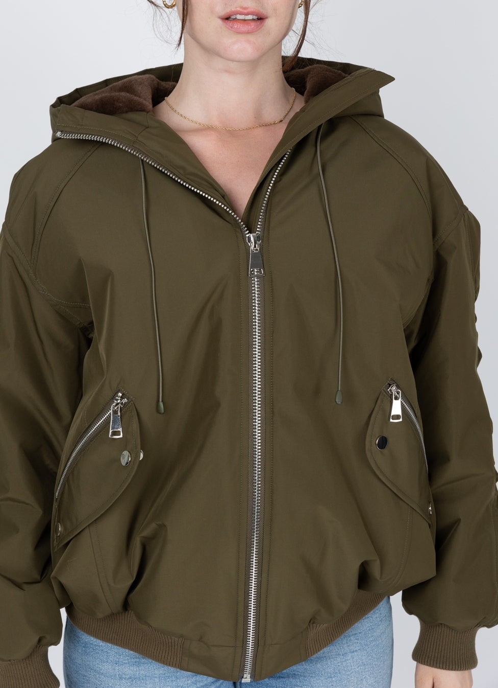 Hooded Jacket with Faux Fur