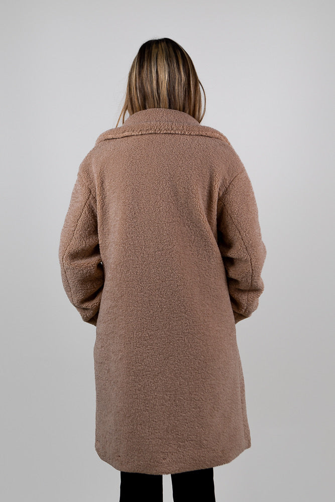 Mid-Length Shearling-Effect Coat