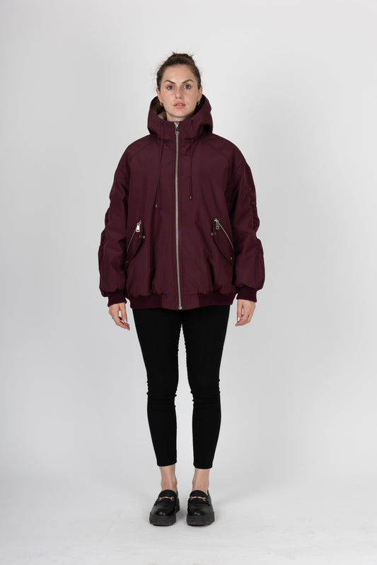 Hooded Jacket with Faux Fur