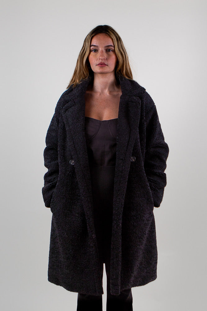 Mid-Length Shearling-Effect Coat