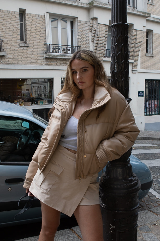 Puffer Jacket in Faux Leather