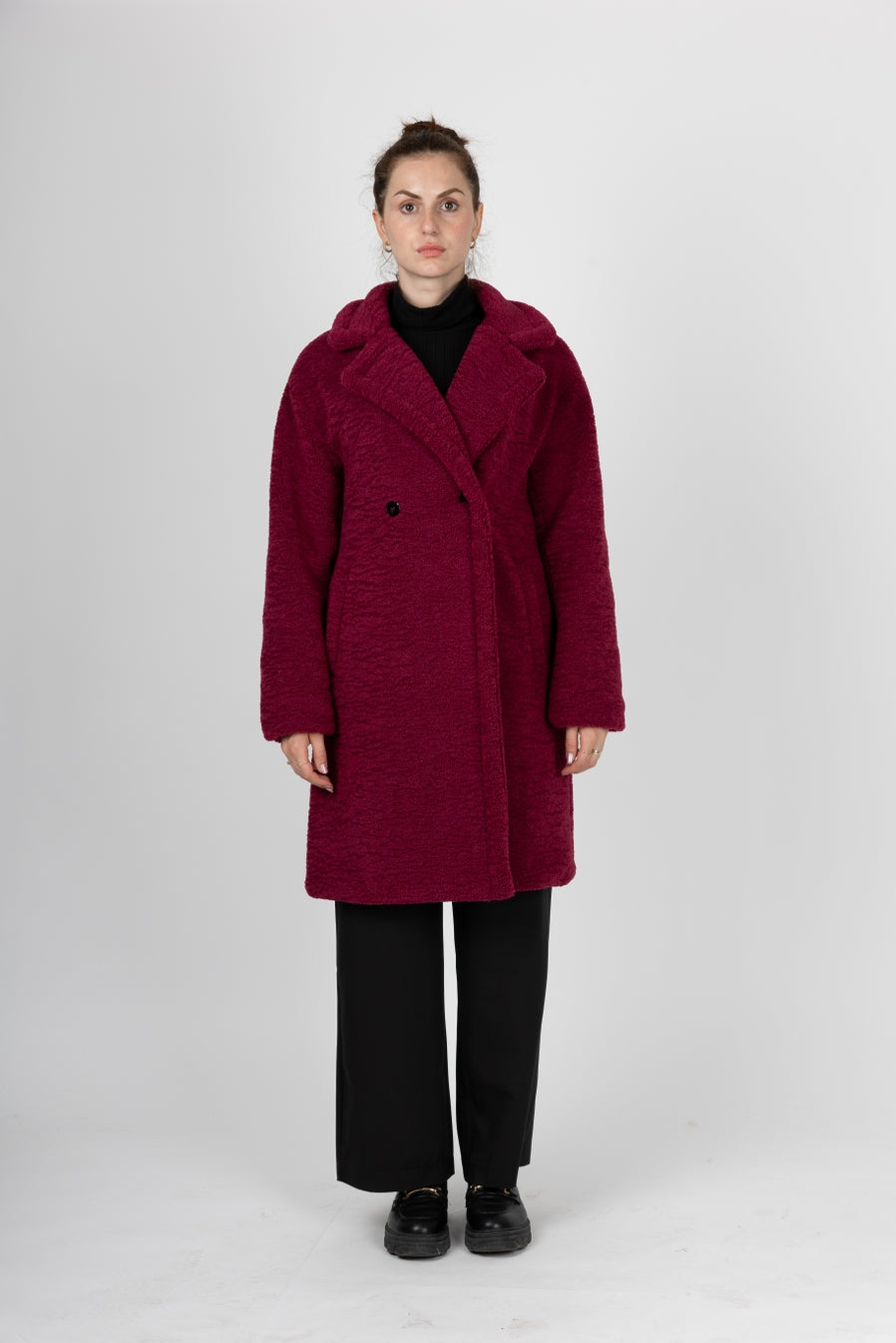 Mid-Length Shearling-Effect Coat