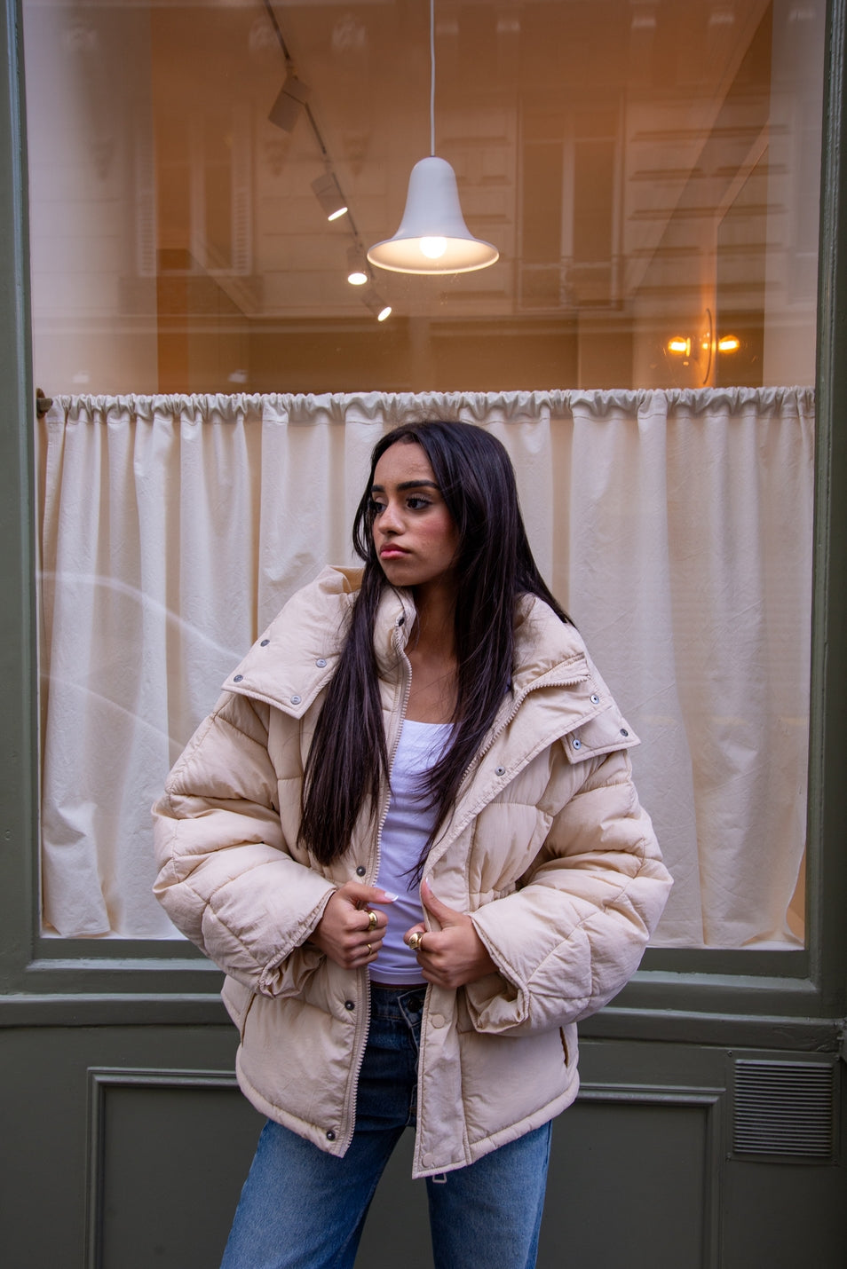 Puffer Jacket with Adjustable Waist