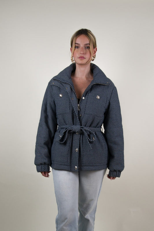 Puffer Jacket with Tie Belt