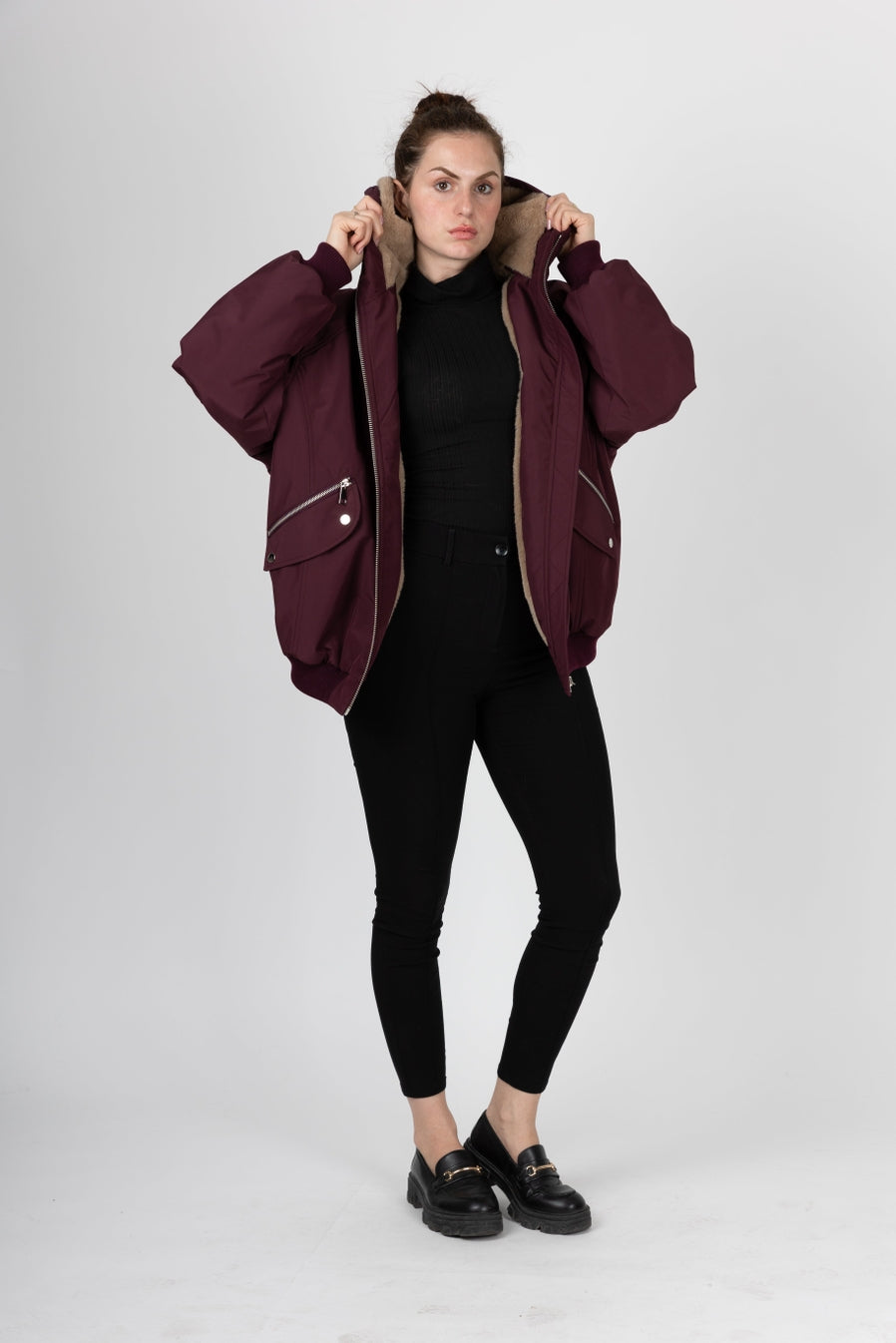 Hooded Jacket with Faux Fur