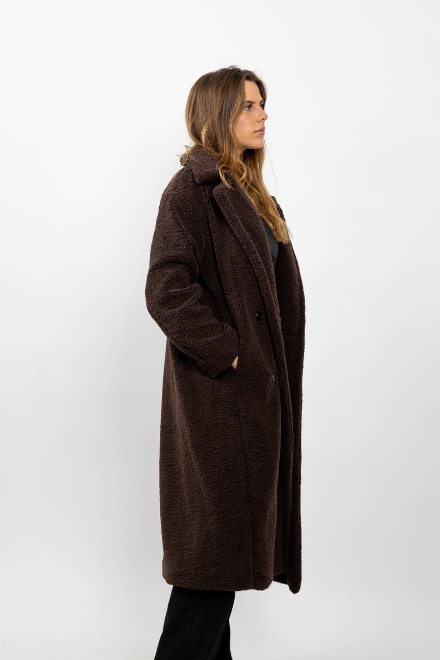 Long Coat in Faux Sheepskin Fur