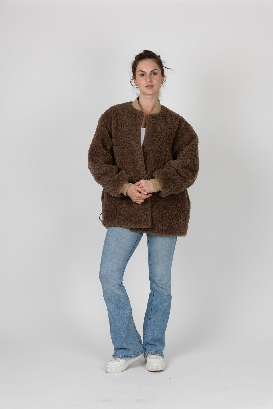 Reversible Bomber Jacket with Faux Shearling