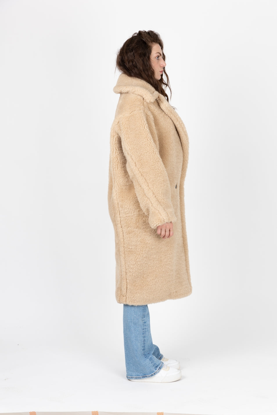 Oversized Long Coat in Faux Shearling