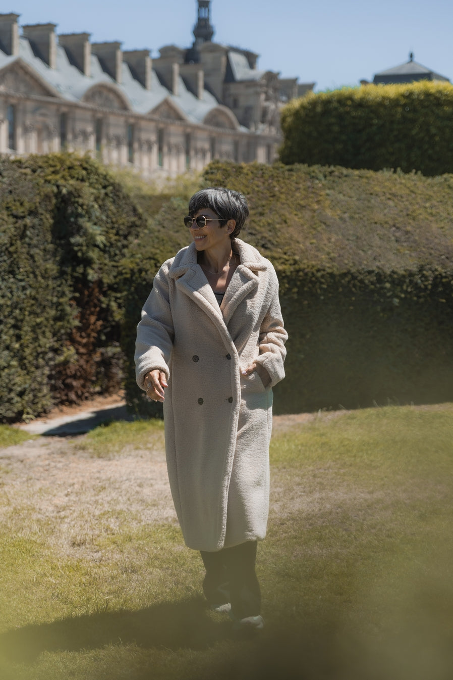 Long Coat in Faux Sheepskin Fur