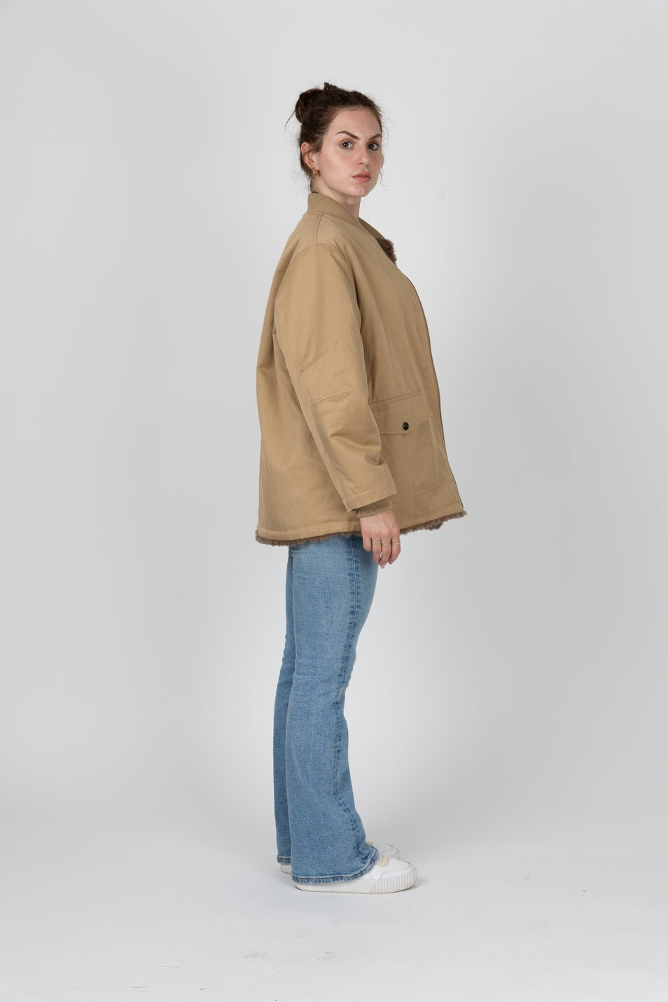 Reversible Bomber Jacket with Faux Shearling