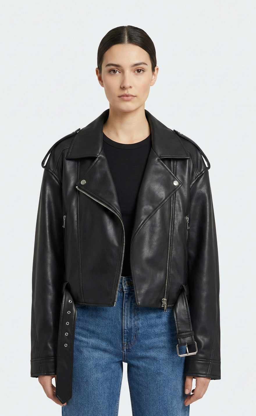 Short Faux Leather Jacket