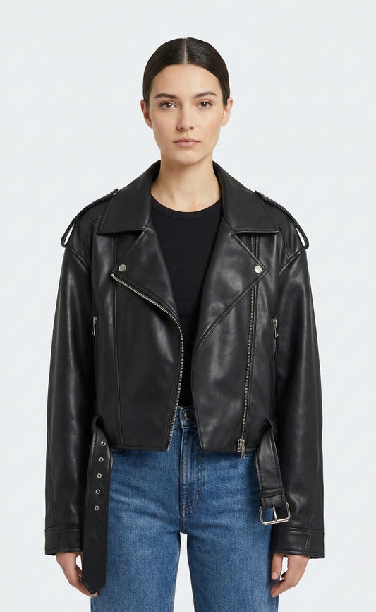 Short Faux Leather Jacket